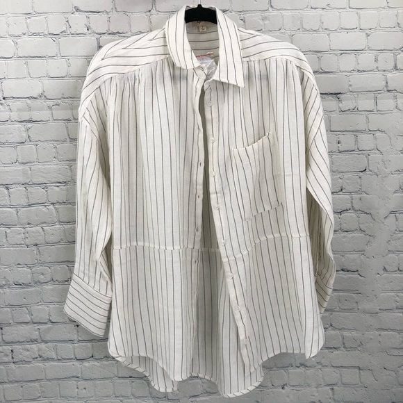 Woven button down striped slouchy oversize fit SML - Picture 6 of 7